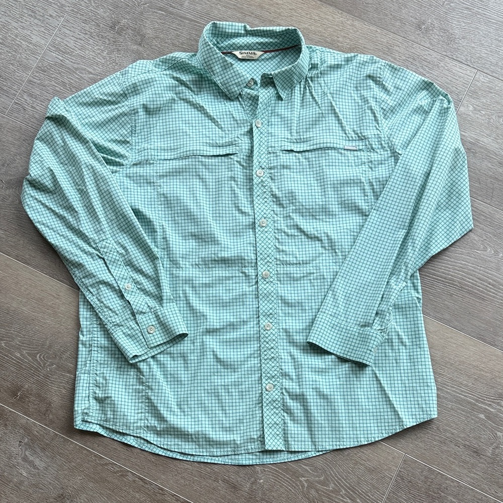 Simms Aqua Plaid Casual Shirt